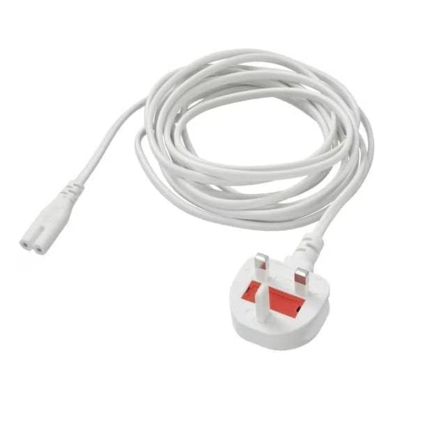 2 Pin Mains Cable IEC C7 UK Plug – 3 Meter White Power Cable for TV, Printer, Laptop Charger, PS4, PS5 & Xbox