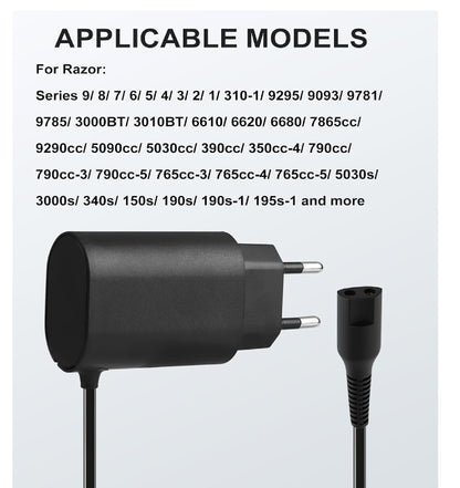 12V 0.4A Replacement Charger for Electric Shaver & Trimmer Series 9/8/7/6/5/4/3/2/1 | Smart Plug Charging Cable