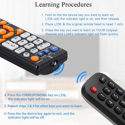 CHUNGHOP L336 Universal Learning Remote Control – Smart IR Learning Controller for TV, CBL, DVD, SAT, VCD, CD & Hi-Fi Systems