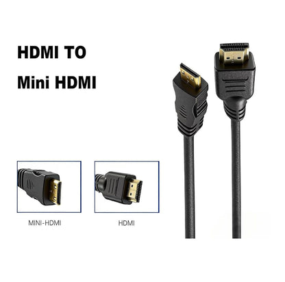 HDMI to Mini HDMI Cable 2 Meter | Gold Plated Male to Male High Speed HD Cable for Laptop, Tablet, Camera & Devices (Black)