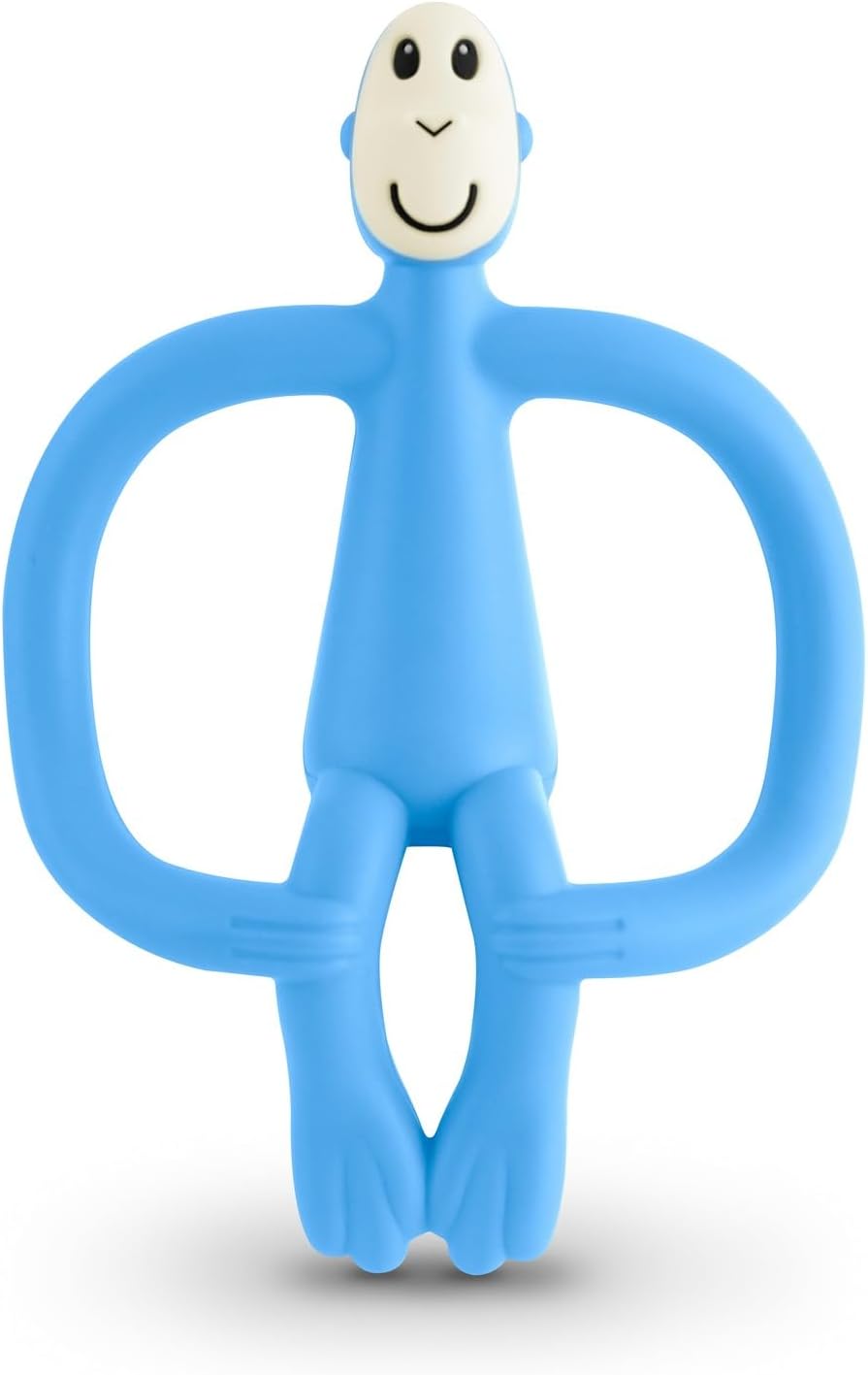 Matchstick Monkey, Original Teether & Gel Applicator, Silicone, Easy To Grip, BPA Free, 3 Months Old+, 10.5 cm, Light Blue and pink  Monkey