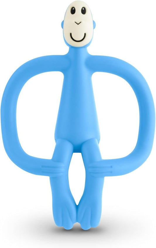 Matchstick Monkey, Original Teether & Gel Applicator, Silicone, Easy To Grip, BPA Free, 3 Months Old+, 10.5 cm, Light Blue and pink  Monkey