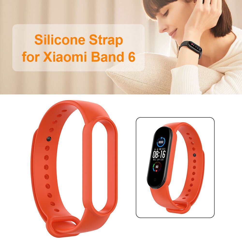 Original Mi Band 6/5 Silicone Smart Watch Strap Wrist Band for NFC/5 (Orange)