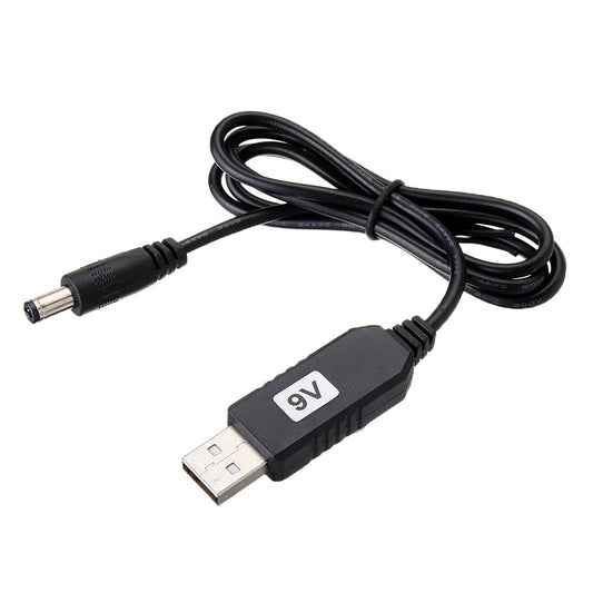 USB DC 5V to DC 9V Voltage Power Supply Cable - USB to 9V Cable with DC Jack 5.5 x 2.1mm, Tip Negative(-) Design, Max DC-5V-to-9V