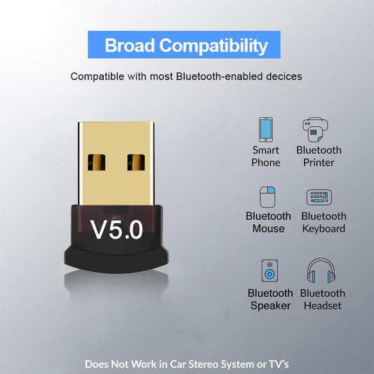USB Wireless Bluetooth Transmitter V 5.0 CSR Mini Dongle Adapter CSR 5.0 Audio Receiver For Win 8 10 PC Computer Laptop (Black:Golden) Driver