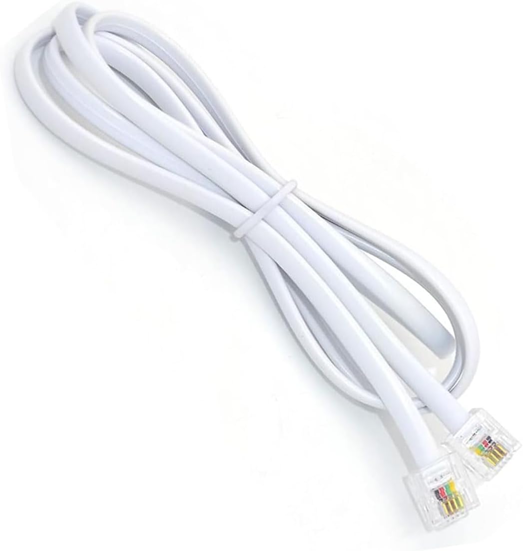 RJ11 to RJ11 Telephone Line Extension Cable – Male to Male RJ11 6P4C Modular Plug Phone Cord for Landline Telephone & Fax Machine