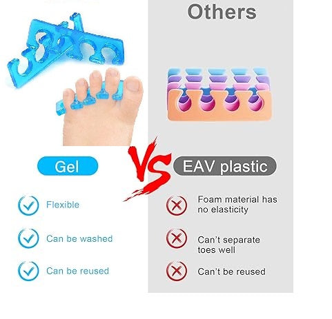 Toe Separators for Nail Polish, Silicone Toe Separator, Straighteners and Correctors for Overlapping Toes, Bunions, Hammer Toe, Foot Pain Relief for Men and Women (Blue)