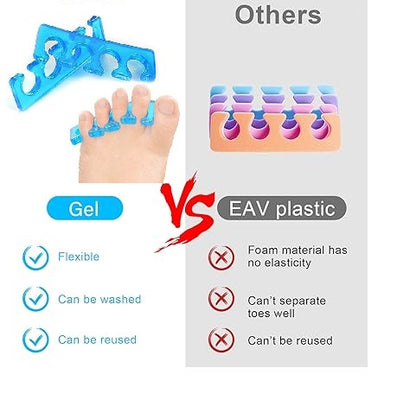 Toe Separators for Nail Polish, Silicone Toe Separator, Straighteners and Correctors for Overlapping Toes, Bunions, Hammer Toe, Foot Pain Relief for Men and Women (Blue)