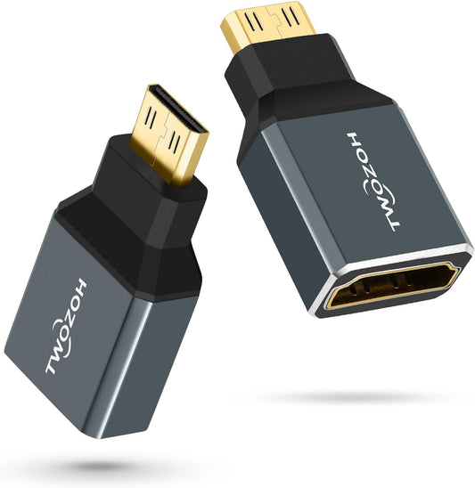 Twozoh 8K Mini HDMI Adapter (1-Pack), 2.1 Mini HDMI Male to Standard HDMI Female Adapter Converter Support 8K@60Hz, 4K@144Hz, 2K@240Hz