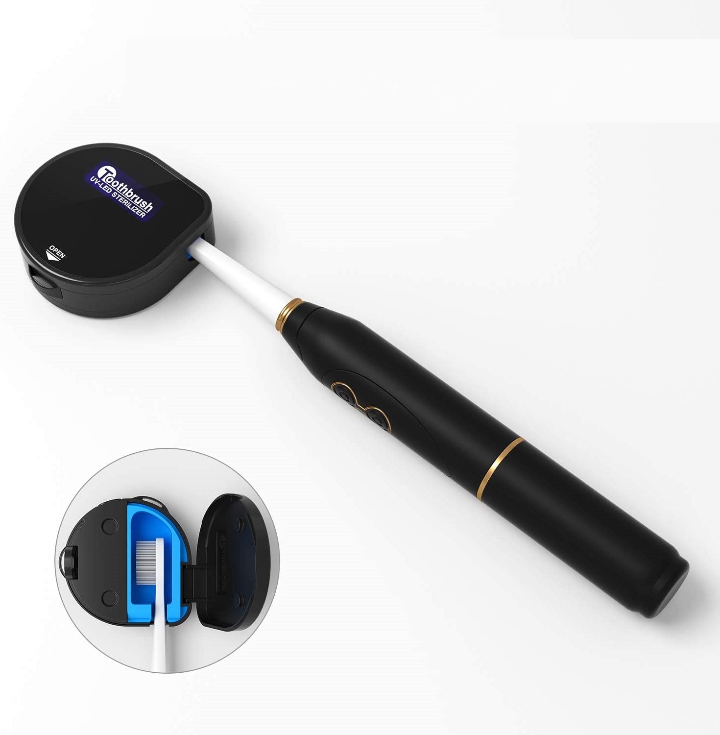 UV Toothbrush cover,Toothbrush sterilizer Case, Wall Mount Toothbrush Case Both Electric and Manual Toothbrushes, for Home and Travel (Black) EPA Est.NO.97123-CHN-1