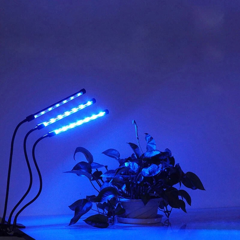 LED Plant Grow Light Red Blue Spectrum USB Clip-On Lamp – 5 Dimmable Levels Indoor Plant Growing Light with 3/6/12 Hour Timer, Dual Rod Adjustable