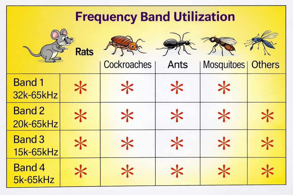 🐜 Ultrasonic Pest Repeller with Charger – Advanced 4-Band Technology