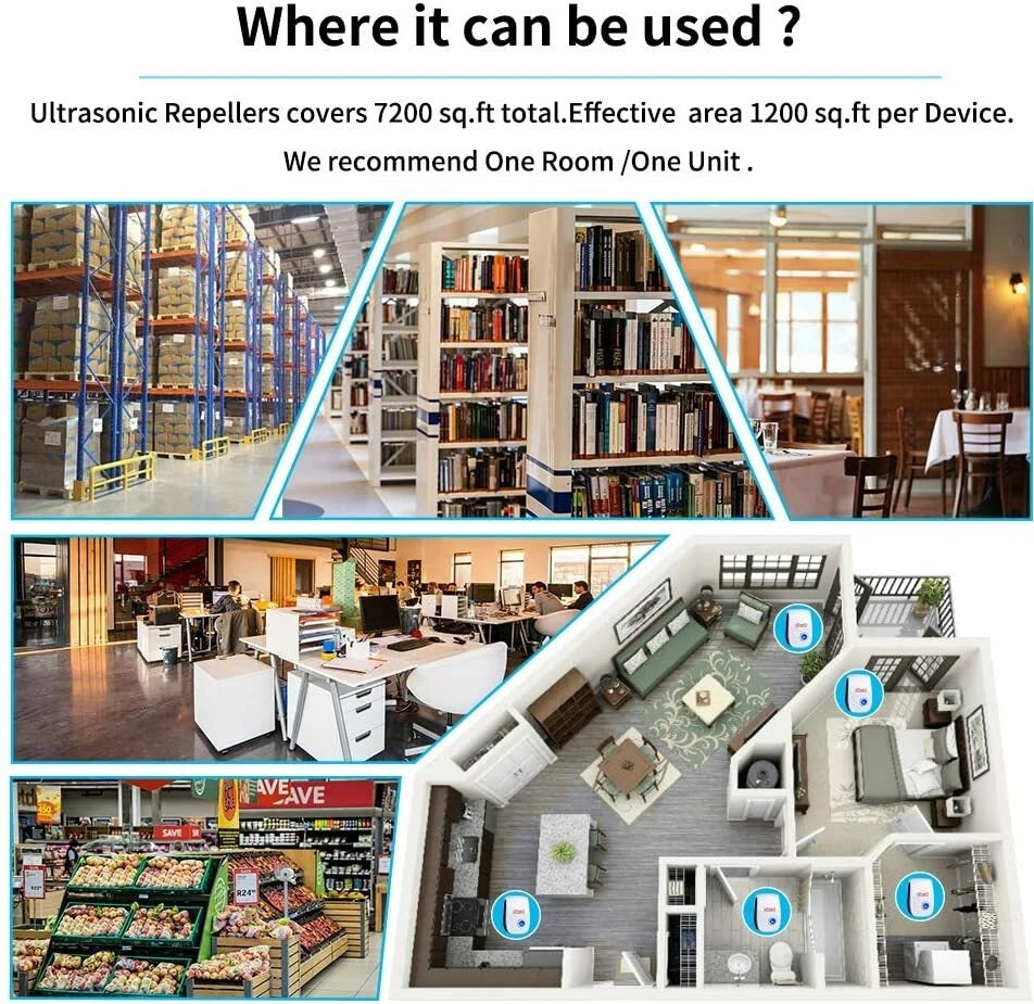 🐜 Ultrasonic Pest Repeller with Charger – Advanced 4-Band Technology