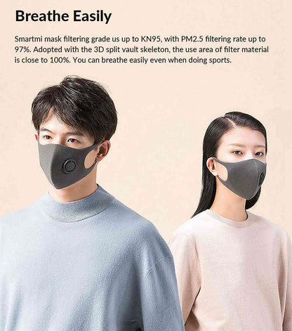 Branded Dark Gray Face Mask with Ventilation Valve - Medium Size – Side view – Available in Pakistan