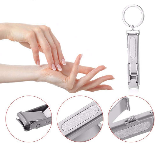 Stainless Steel Ultra-thin Foldable Hand Toe Nail Clippers Cutter With Keychain Nail Art Tool