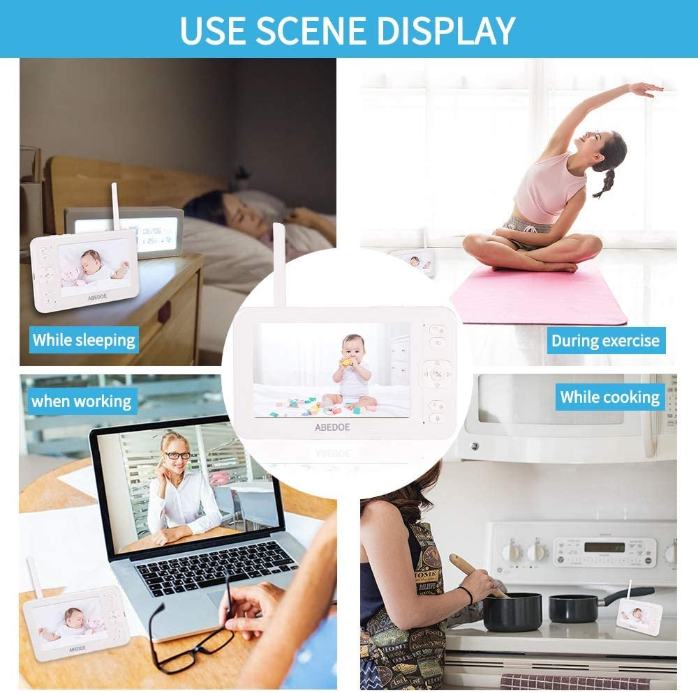 ABEDOE Video Baby Monitor 1080P 5" Color LCD with Camera, 2 Way Audio, Temperature Sensor, Lullaby