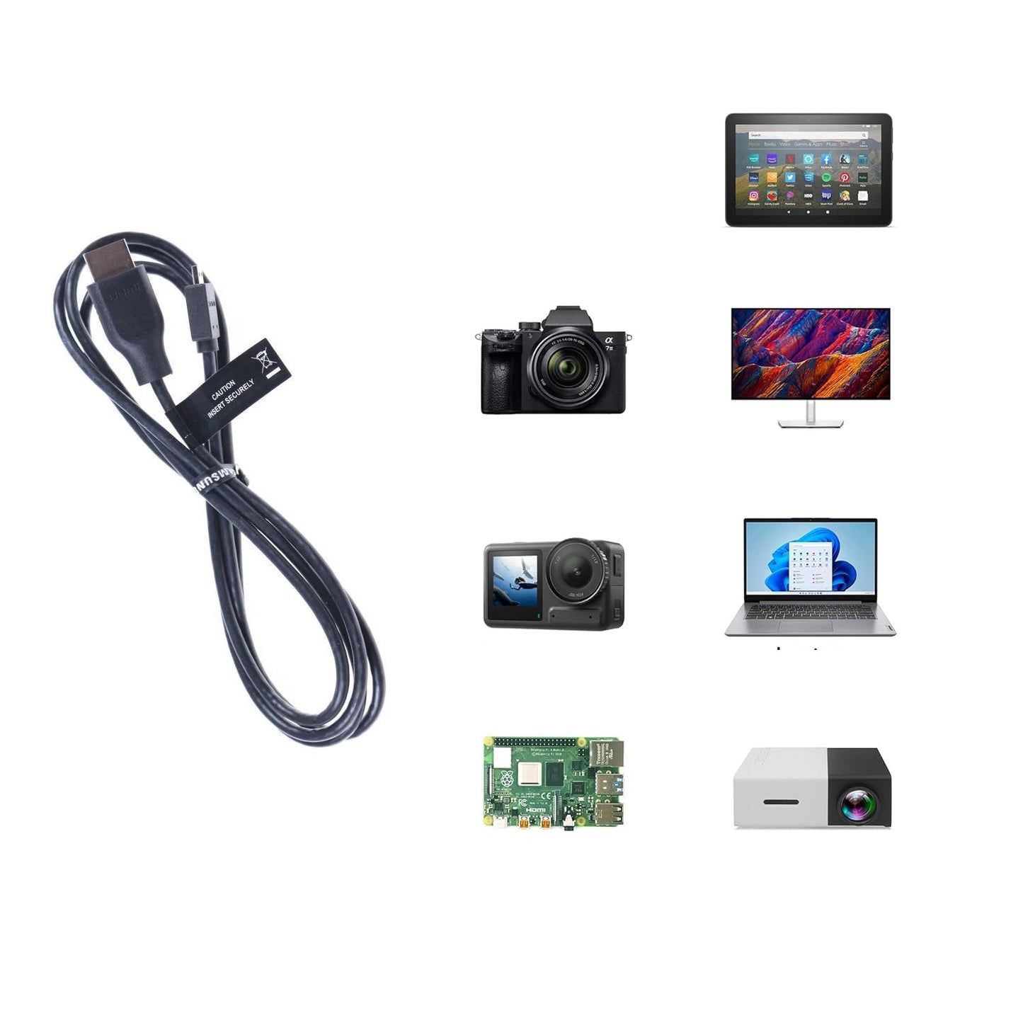 Samsung Micro HDMI to HDMI Cable Branded – High Quality 4K Audio Video Cable for Cameras, Tablets & HDTVs AH81-15113A