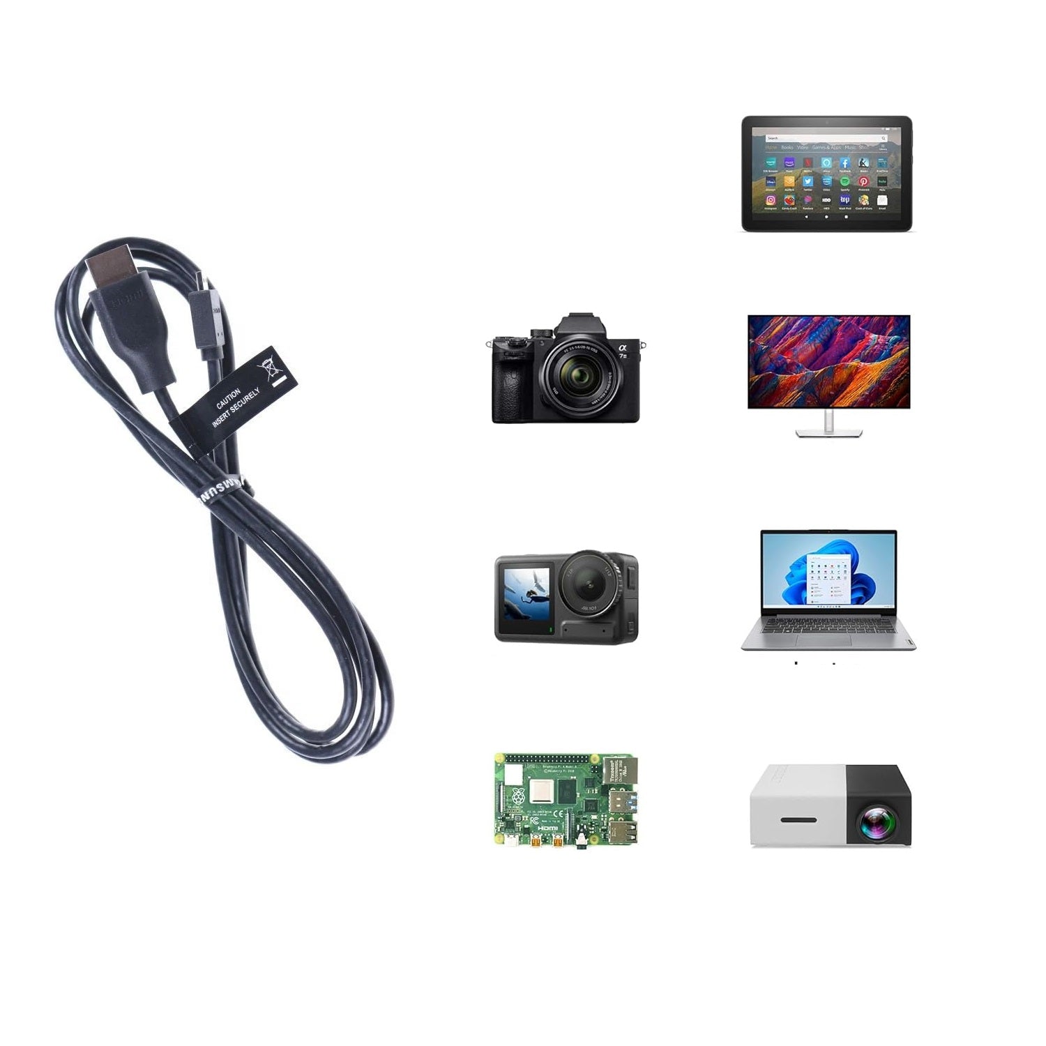 Samsung Micro HDMI to HDMI Cable Branded – High Quality 4K Audio Video Cable for Cameras, Tablets & HDTVs AH81-15113A