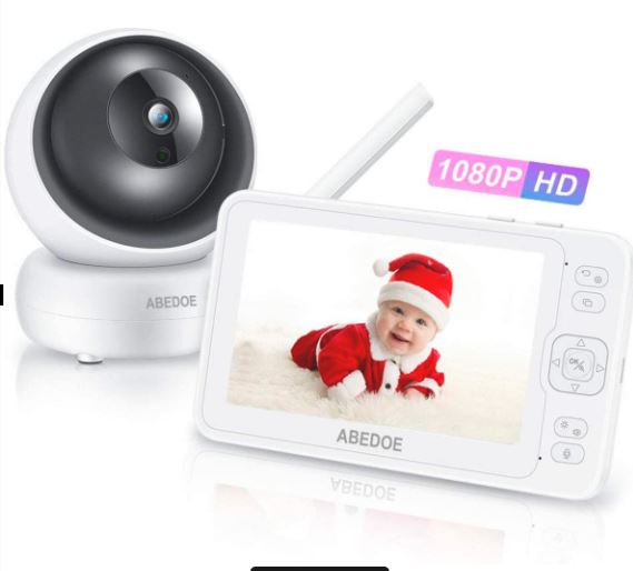 ABEDOE Video Baby Monitor 1080P 5" Color LCD with Camera, 2 Way Audio, Temperature Sensor, Lullaby