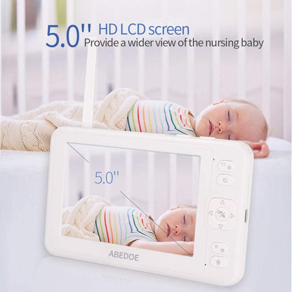 ABEDOE Video Baby Monitor 1080P 5" Color LCD with Camera, 2 Way Audio, Temperature Sensor, Lullaby