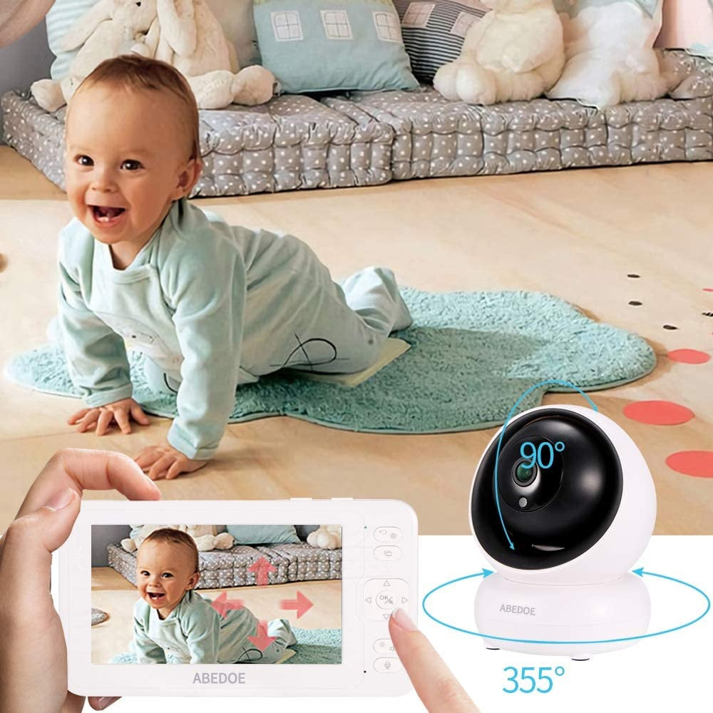 ABEDOE Video Baby Monitor 1080P 5" Color LCD with Camera, 2 Way Audio, Temperature Sensor, Lullaby