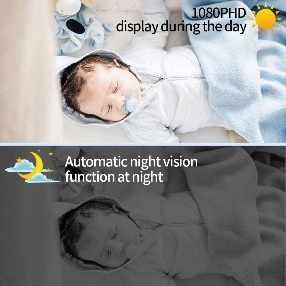 ABEDOE Video Baby Monitor 1080P 5" Color LCD with Camera, 2 Way Audio, Temperature Sensor, Lullaby