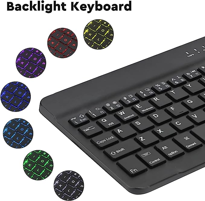 Backlit Bluetooth Keyboard Case for iPad Mini 1 2 3 4 5 7.9 Inch with Pencil Holder and Silicone Protective Cover