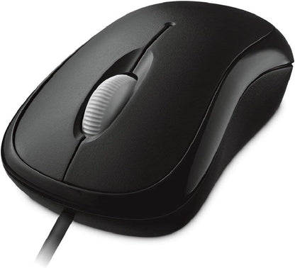 Microsoft Basic Optical Mouse – Black Wired USB Ergonomic Design, Comfortable Right/Left Hand Use for PC, Laptop & Desktop