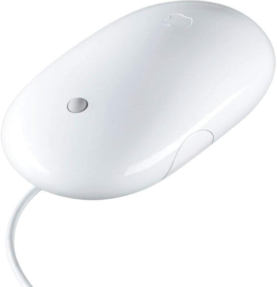 Apple Mighty Mouse A1152 USB Wired 20 cm Optical Mouse – 360° Scroll Ball, Multi-Button Touch Design for Mac & Windows (White)