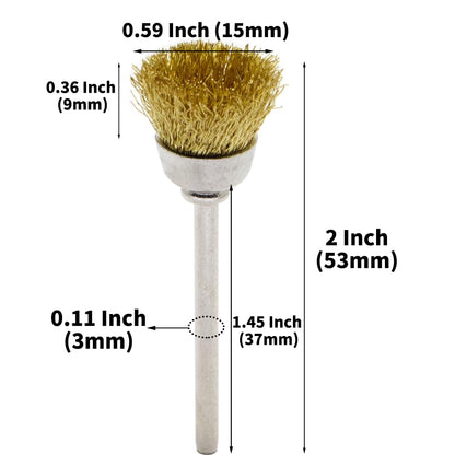 Brass Wire Cup Brush 15mm – 1/8” Shank  Jewelry Polishing | Metal Art & Craft | Rust Removal | Rotary / Mini Drill Tool