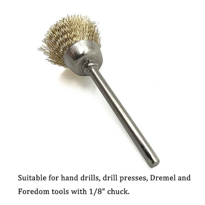 Brass Wire Cup Brush 15mm – 1/8” Shank  Jewelry Polishing | Metal Art & Craft | Rust Removal | Rotary / Mini Drill Tool