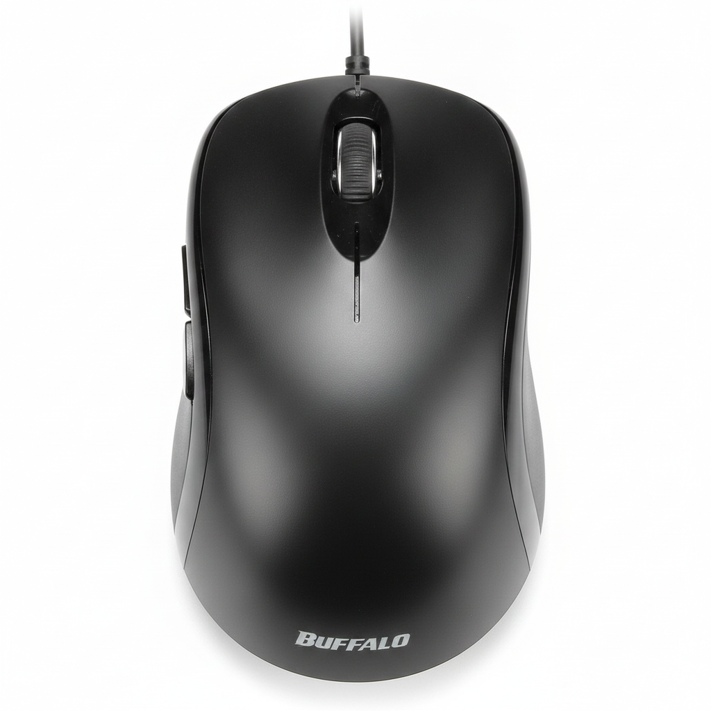 Wired Blue LED Silent USB 3 Button Mouse Buffalo Black BSMBU108 – Quiet Click, High Precision Optical Mouse for PC & Laptop