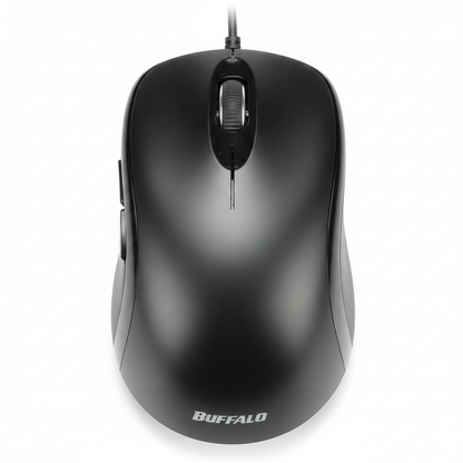 Wired Blue LED Silent USB 3 Button Mouse Buffalo Black BSMBU108 – Quiet Click, High Precision Optical Mouse for PC & Laptop