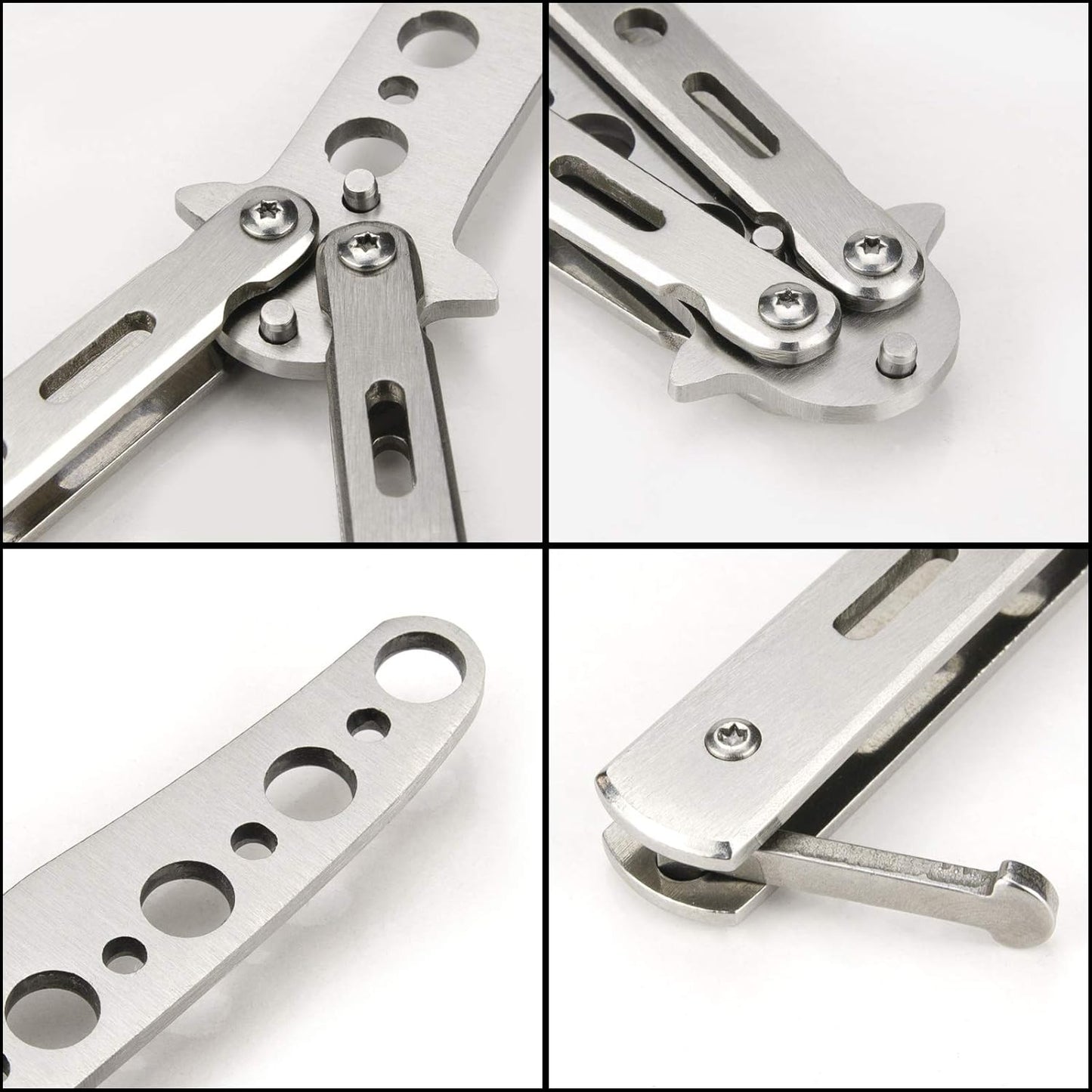 Butterfly Knife Trainer Practice Tool – Unsharpened Stainless Steel Metal Folding Balisong Practice Knife | Black