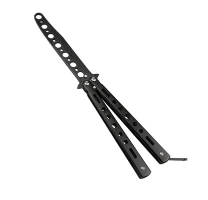 Butterfly Knife Trainer Practice Tool – Unsharpened Stainless Steel Metal Folding Balisong Practice Knife | Black
