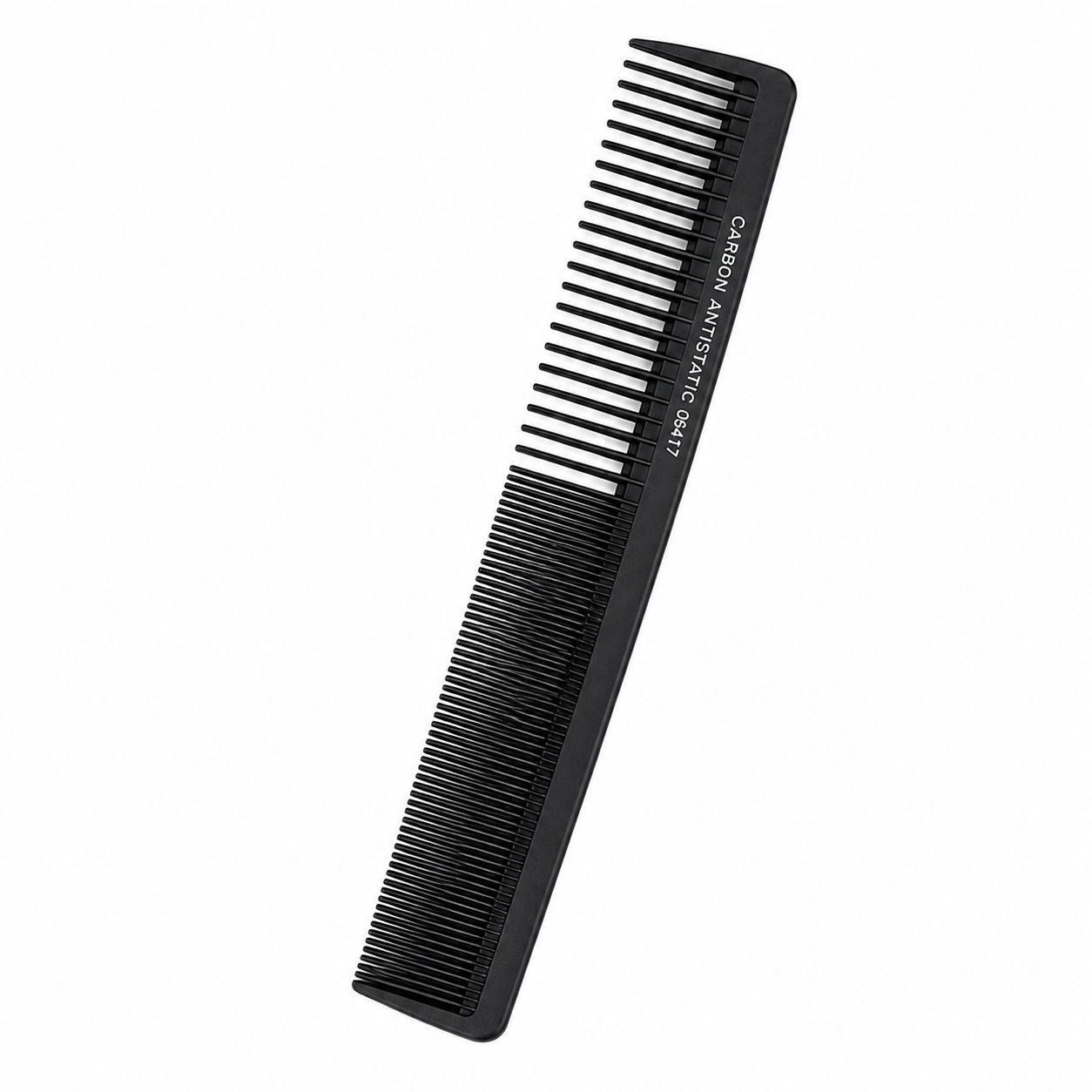 Carbon Antistatic Comb A black carbon-antifungal comb shown diagonally on a plain white background.