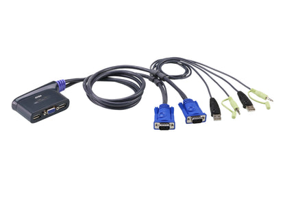 ATEN CS62U 2-Port USB VGA/Audio KVM Switch (1.8m) – Control 2 PCs with One Keyboard, Mouse & Monitor