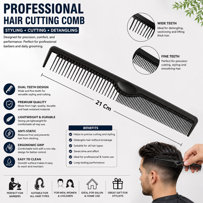 Carbon Antistatic Barber Comb 06417 | Professional Hair Styling & Cutting Comb
