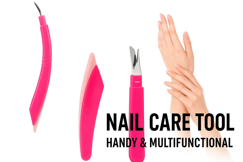 3-in-1 LA Cross Cuticle & Nail Groomer – Cuticle Remover + Nail Stone + Nail Shaper | Professional Dead Skin Cleaner | Pink Manicure Tool for Home & Salon Use