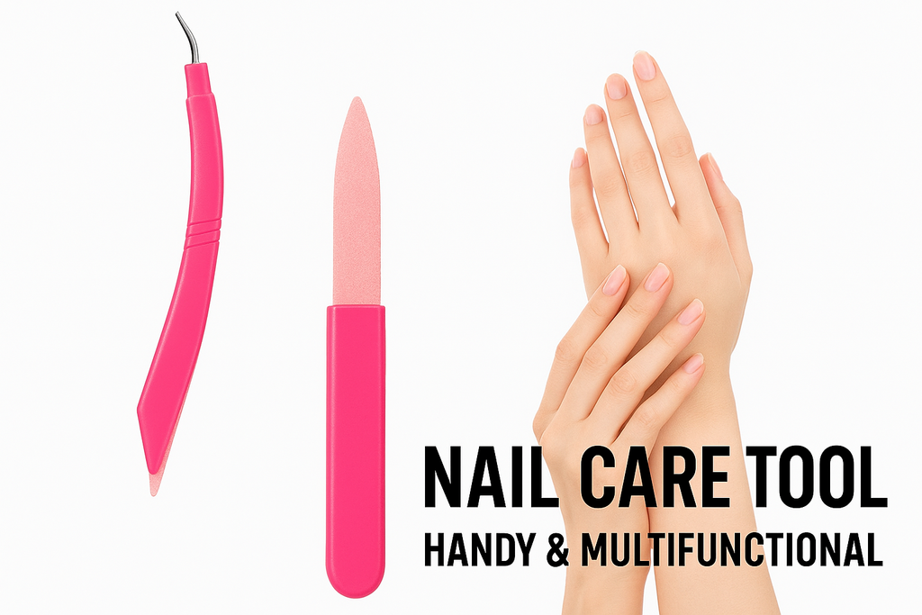 3-in-1 LA Cross Cuticle & Nail Groomer – Cuticle Remover + Nail Stone + Nail Shaper | Professional Dead Skin Cleaner | Pink Manicure Tool for Home & Salon Use