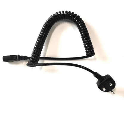 Coiled IEC C13 to UK 3-Pin Plug Spring Extension Power Cord for Computer, Monitor, Printer and UPS
