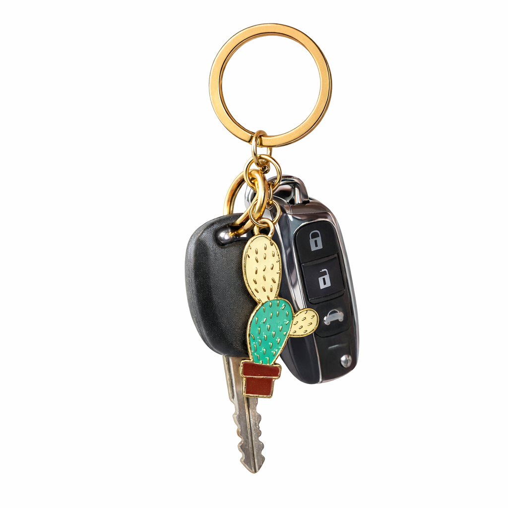 Cute Cactus Keychain – Enamel Metal Key Ring for Car Keys, Bags &amp; Backpacks | Stylish Gift Keychain for Women, Girls &amp; Teens