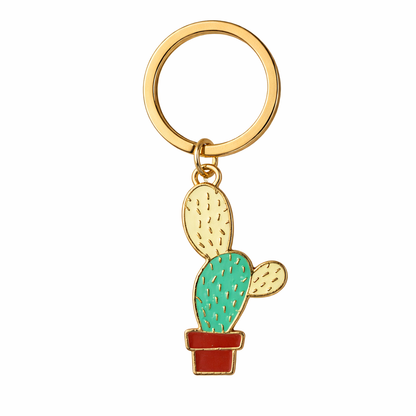 Cute Cactus Keychain – Enamel Metal Key Ring for Car Keys, Bags &amp; Backpacks | Stylish Gift Keychain for Women, Girls &amp; Teens