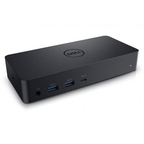 A black Dell desktop hub with multiple USB-A and USB-C ports, shown on a clean white background.
