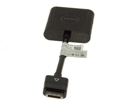 Dell XPS 10 USB VGA Adapter 8N4VRA Dell adapter cable with a black plastic connector block, a black cable, and a white product tag attached, photographed on a white background.