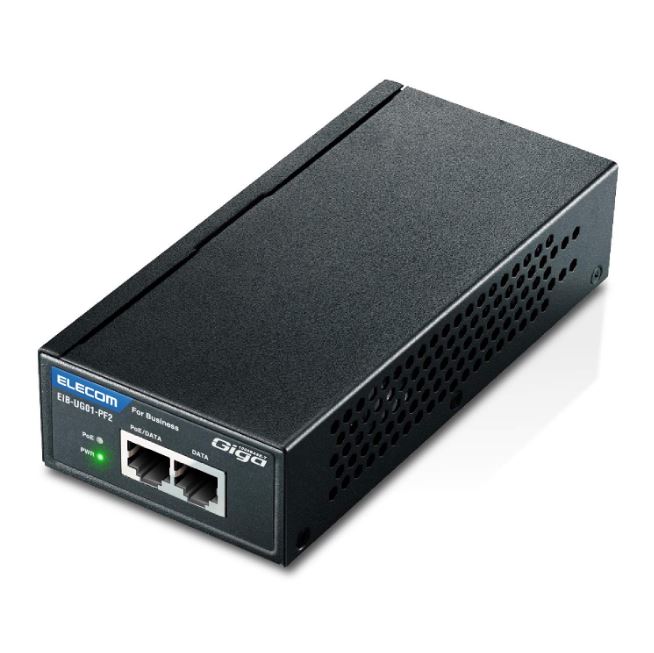 Elecom PoE Injector Gigabit Compatible 3 EIB-UG01-PF2 | IEEE 802.3af PoE | 10/100/1000Mbps Ethernet | Power &amp; Data Over Single LAN Cable