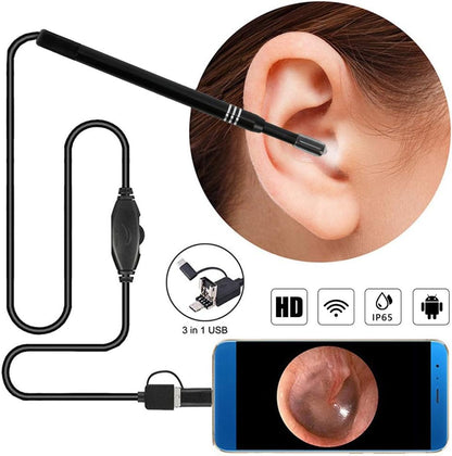 🔍 Endoscope Ear Camera 5.5mm USB Type-C – HD Ear Cleaner &amp; Ear Wax Remover (Box Pack New)  Android Type-C | Otoscope with Light | Waterproof Inspection Camera | 1.5m Cable | 4 Tool Heads