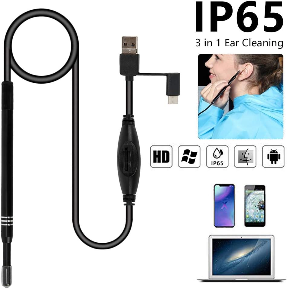 🔍 Endoscope Ear Camera 5.5mm USB Type-C – HD Ear Cleaner &amp; Ear Wax Remover (Box Pack New)  Android Type-C | Otoscope with Light | Waterproof Inspection Camera | 1.5m Cable | 4 Tool Heads