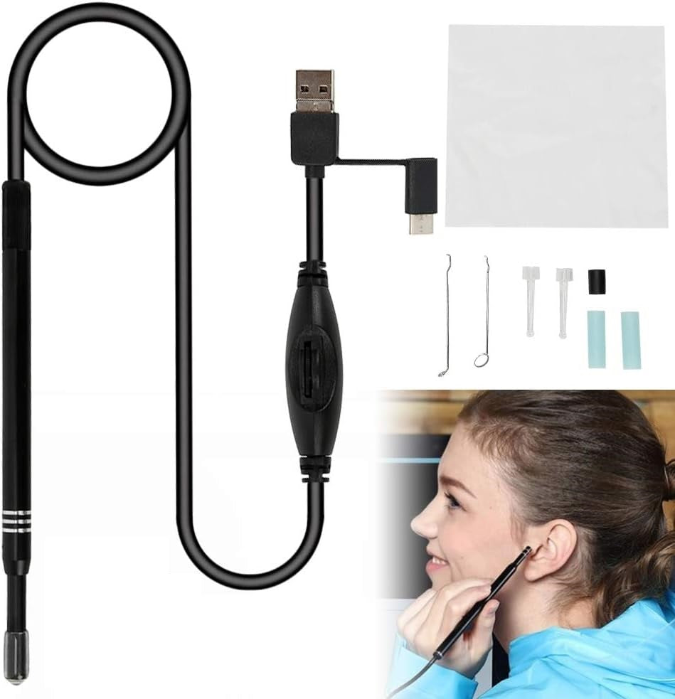 🔍 Endoscope Ear Camera 5.5mm USB Type-C – HD Ear Cleaner &amp; Ear Wax Remover (Box Pack New)  Android Type-C | Otoscope with Light | Waterproof Inspection Camera | 1.5m Cable | 4 Tool Heads