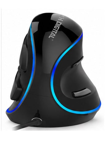 Ergonomic Vertical USB Mouse with Adjustable DPI - Wired, Removable Palm Rest & Programmable Buttons | J-Tech Digital V628